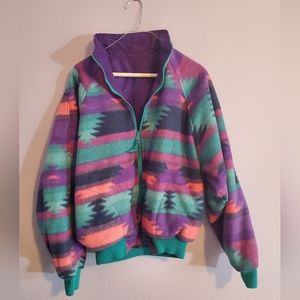 Vintage REVERSIBLE fleece and nylon bomber jacket